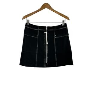 Central Park West Black Zip Front Mini Skirt Women's Size Medium NEW